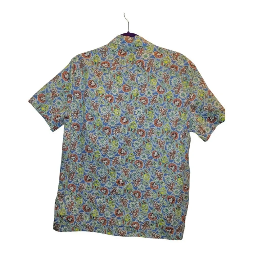 J. Crew Mens Slub Cotton Shirt polo Paisley  Size M NWT